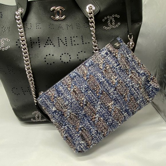 Chanel Black Logo Eyelets Shopping Tote Perforated Calfskin with Silver Hardware - Picture 12 of 14